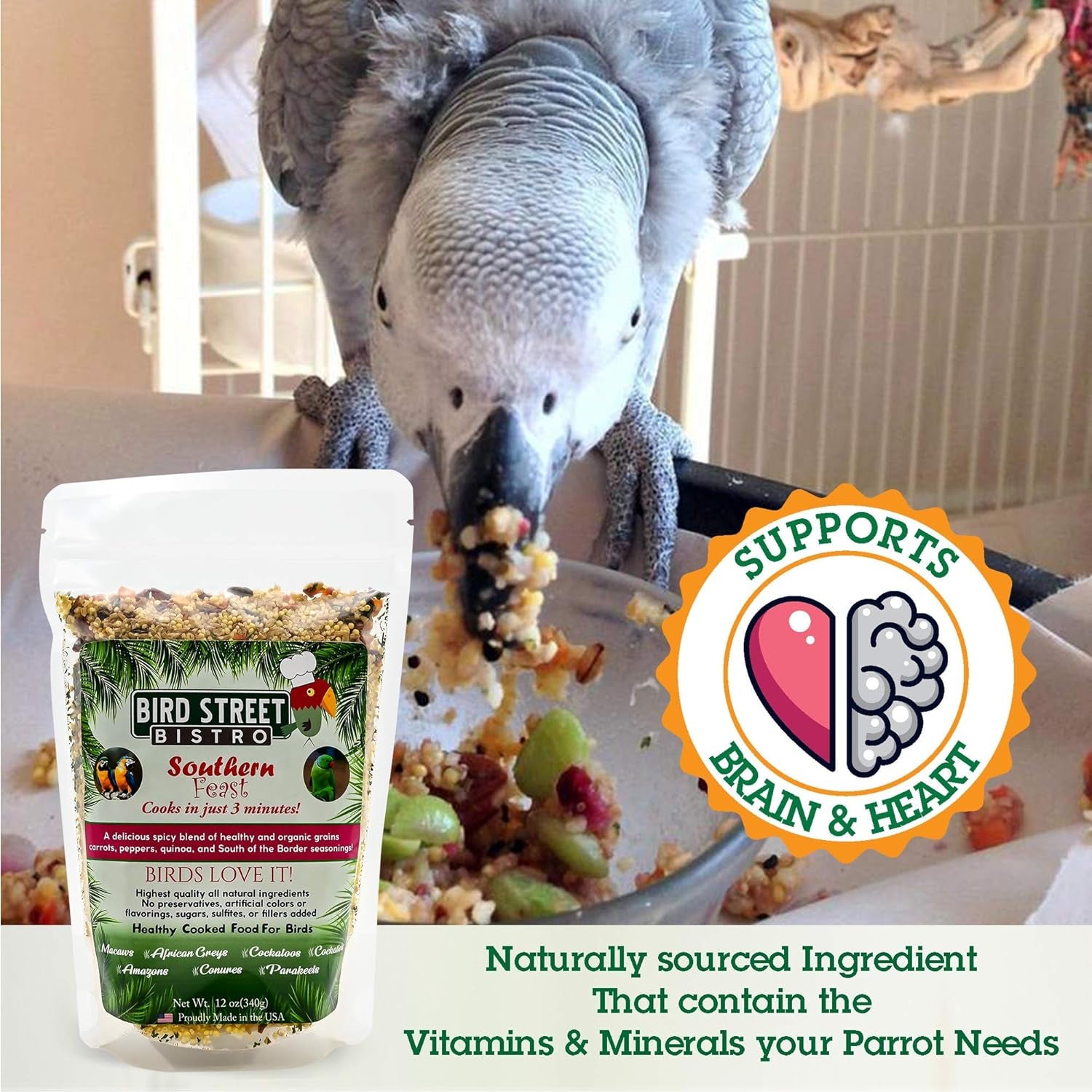 Parrot Food Sample 4 Pack - Parakeet Food - Cockatiel Food - Bird Food - Cooks in 3-15 Min W/ Natural & Organic Grains - Healthy, Non-Gmo Fruits, Healthy Orientated Spices