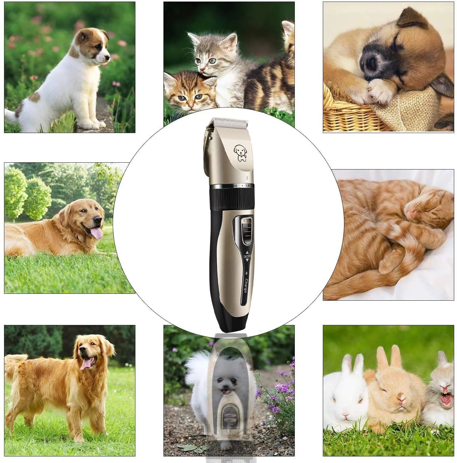 Rechargeable Dog Clippers, Low Noise Pet Shaver Dog Grooming Kit Cordless Professional Dog Hair Trimmer with Comb Scissors for Dogs Cats & Others