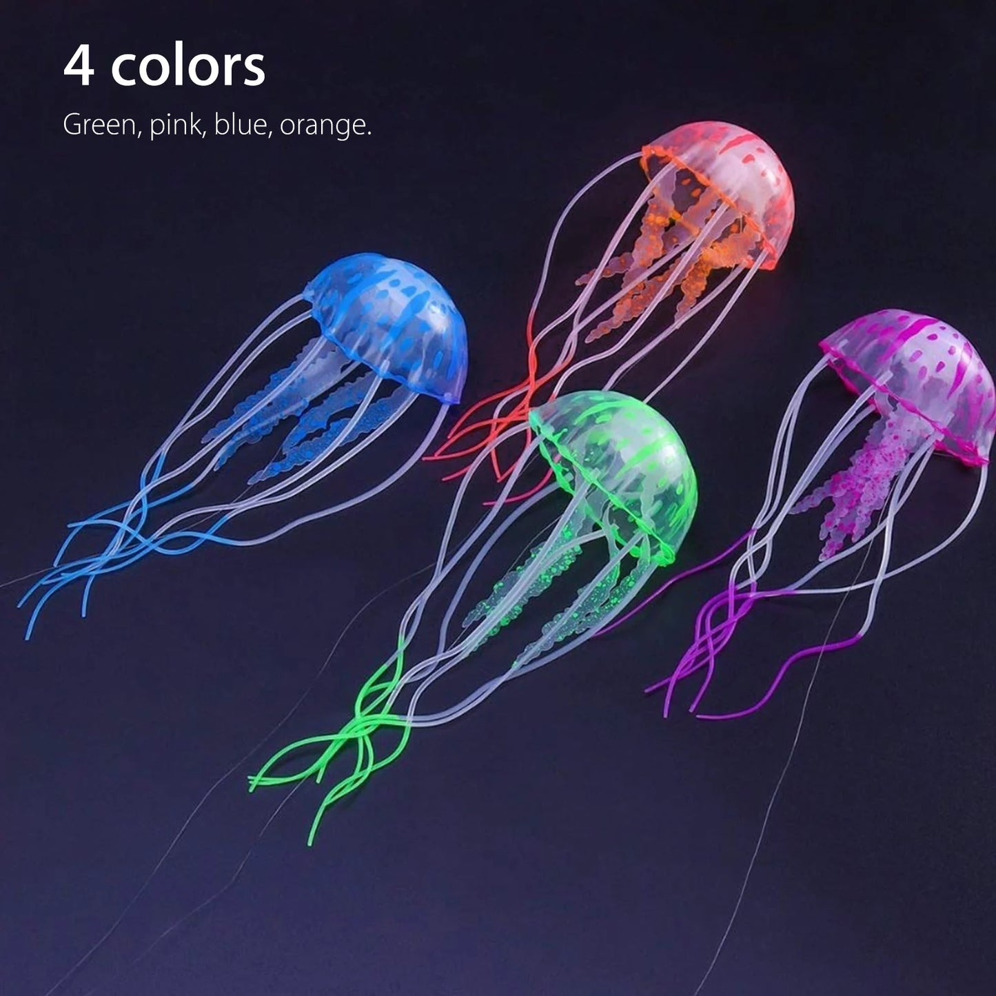 4Pcs Jellyfish Aquarium Decorations, Glowing Effect Fish Tank Ornament