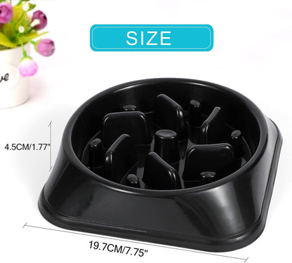 Dog Feeder Slow Eating Pet Bowl Eco-Friendly Durable Non-Toxic Preventing Choking Healthy Design Bowl for Dog Pet(S-M,Black)