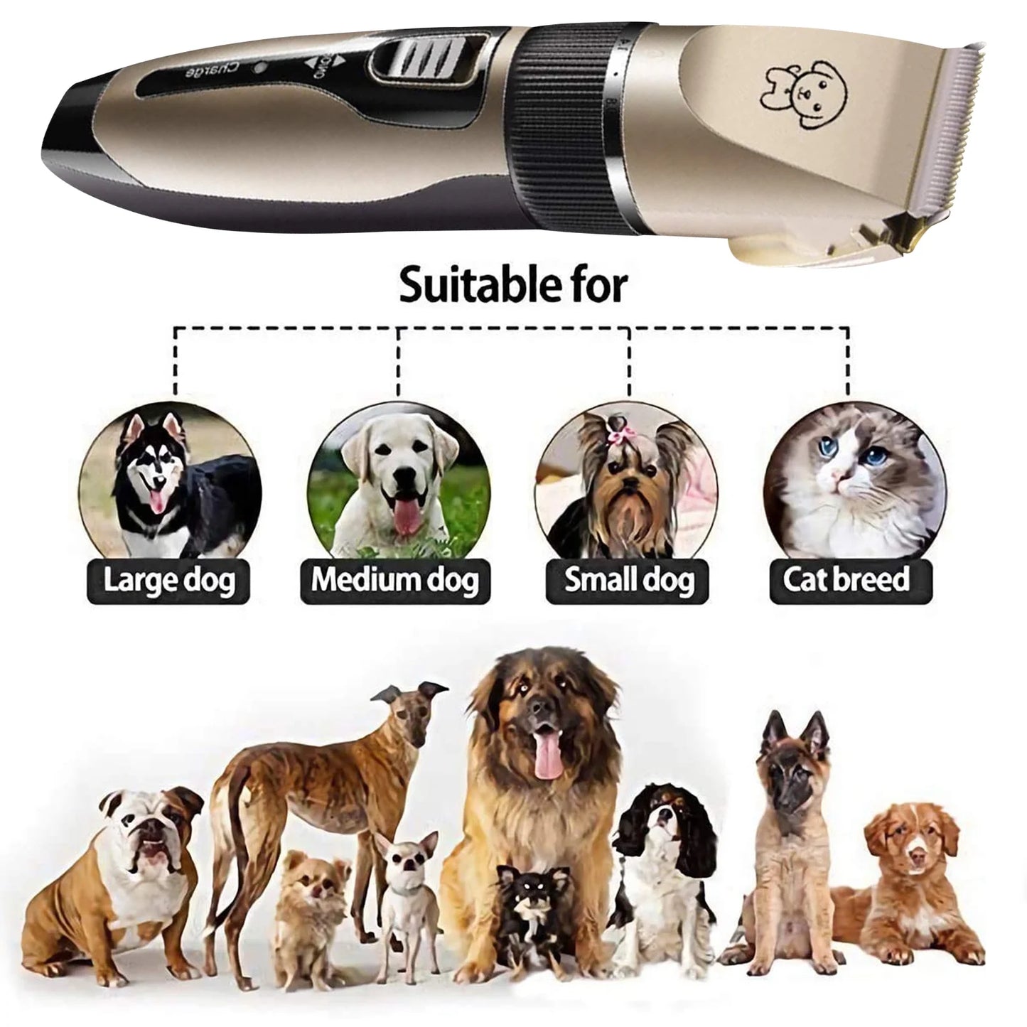 Rechargeable Dog Clippers, Low Noise Pet Shaver Dog Grooming Kit Cordless Professional Dog Hair Trimmer with Comb Scissors for Dogs Cats & Others